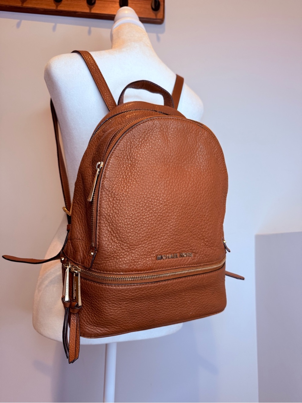 Michael Kors Brown Mini Backpack with Gold Accent